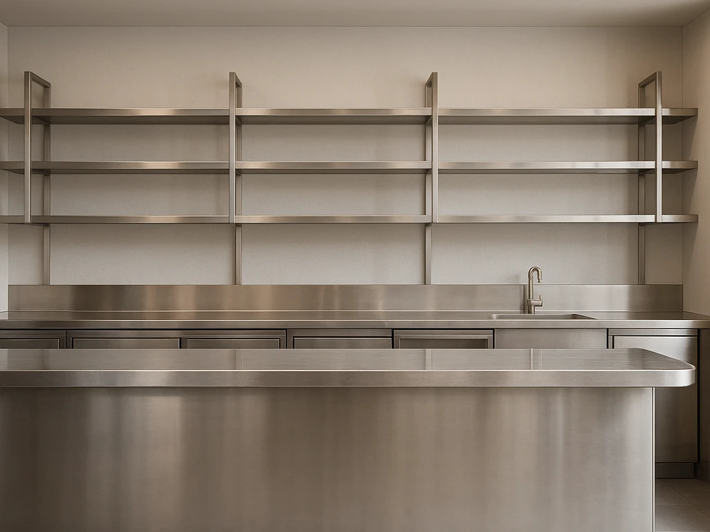 Mesa de acero inoxidable 304 con soldaduras sanitarias en cocina profesional de Madrid